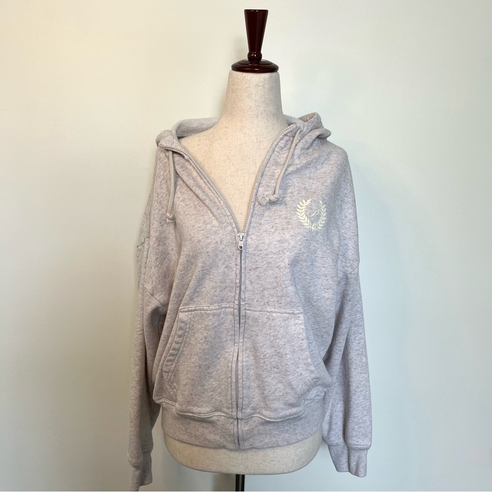 Victoria's Secret PINK Oatmeal Heather Soft Full Zip Hoodie Medium